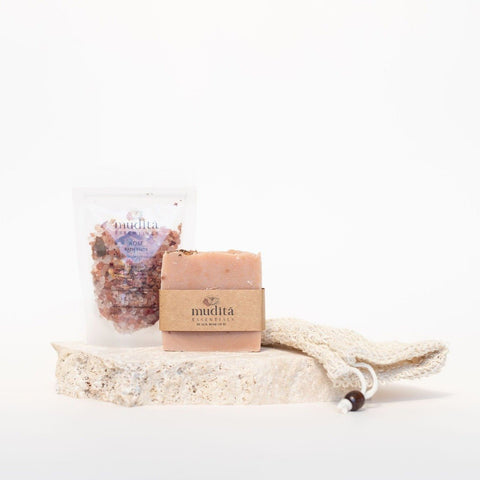 Bath Salts & Handmade Soap & Mitt Gift Pack